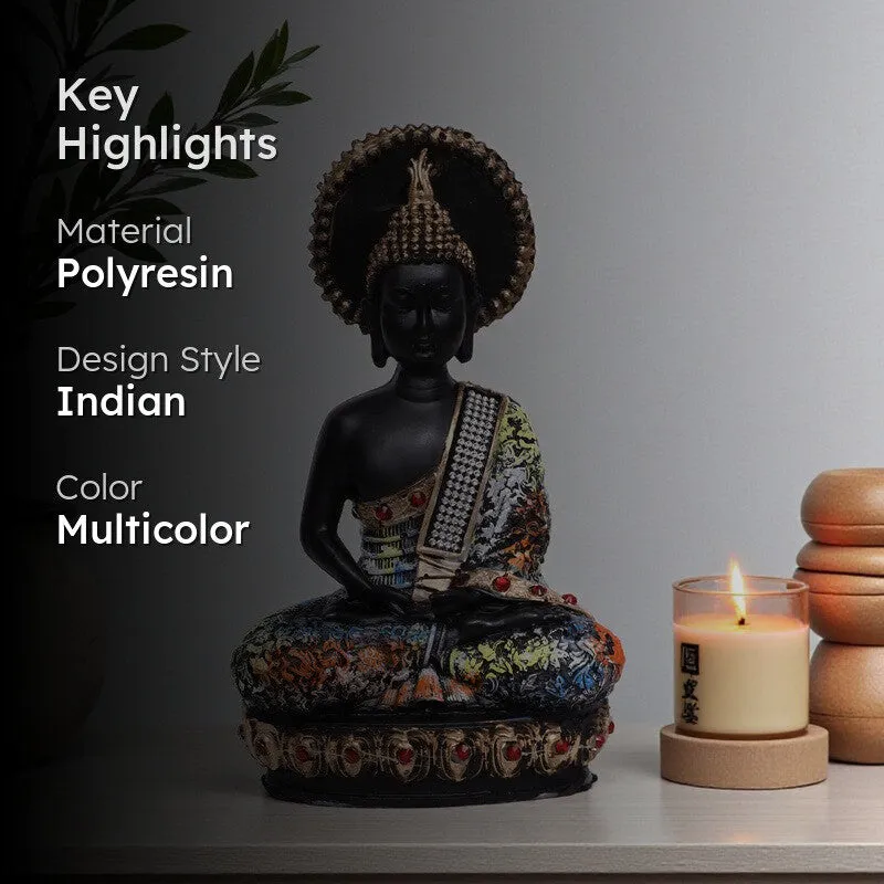 Sovereign Lotus Buddha Polyresin Idol - Black media 2