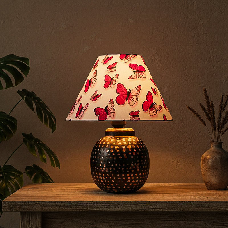 Mariposa Metal Fabric Table Lamp - Pink,Brown