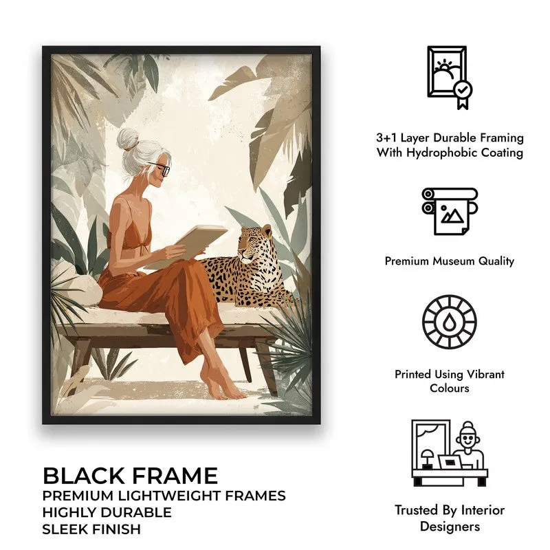 Leopard Lounge Canvas Wall Painting - Black Frame media 9