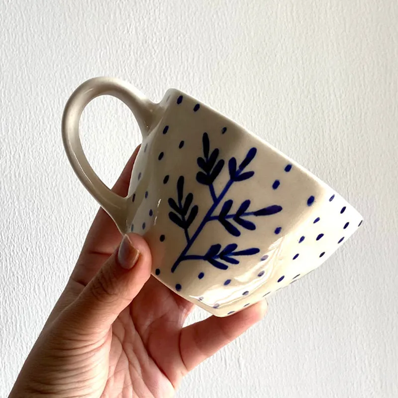 Bettina Ceramic Tea Cup (200 mL)/Blue,White) media 5