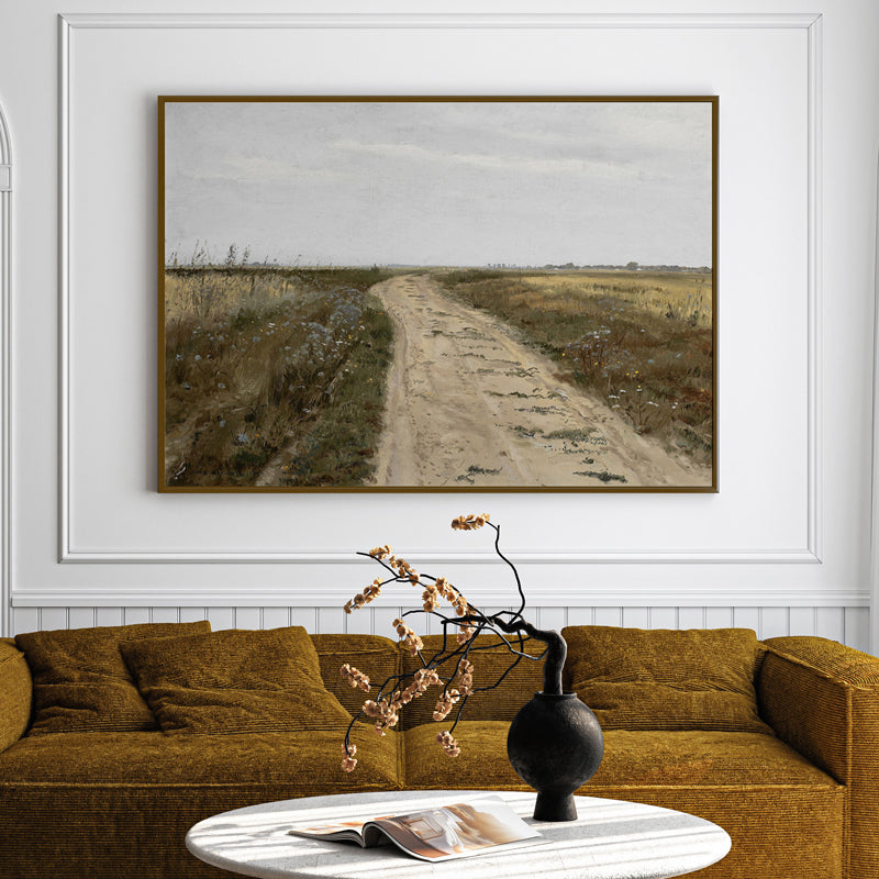 Desolate Road Wood Wall Art With Frame - Black
