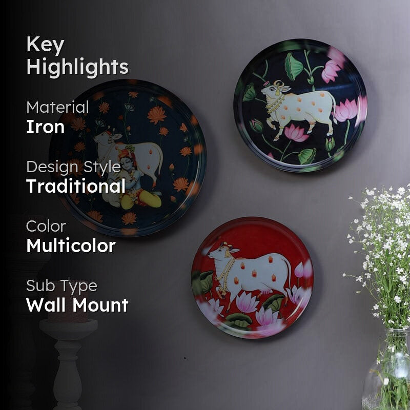 Sacred Nandi Bloom Wall Plate - Set Of Three media 2