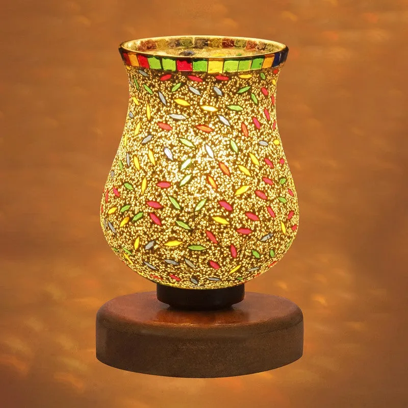 Auralyn Mosaic Glass Table Lamp With Wooden Base - Multicolor media 7