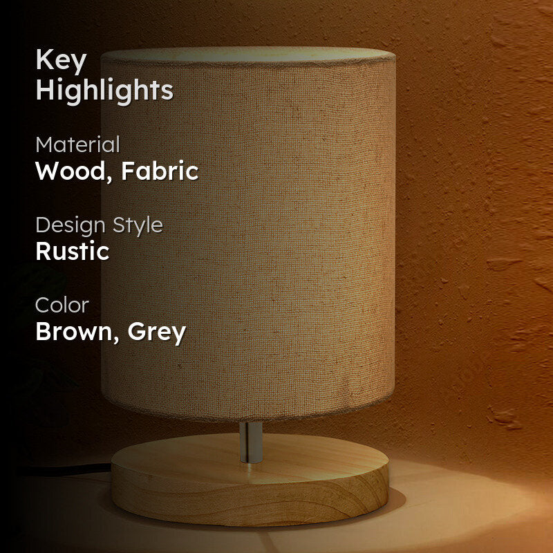Vinterra Fabric & Wood Table Lamp - Grey media 2