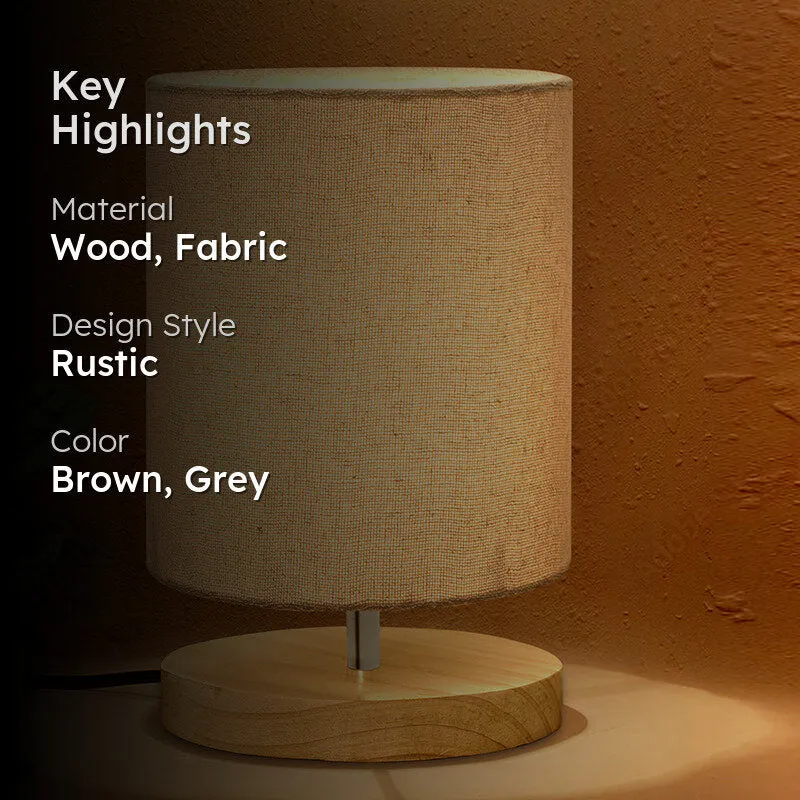 Vinterra Fabric & Wood Table Lamp - Grey media 2
