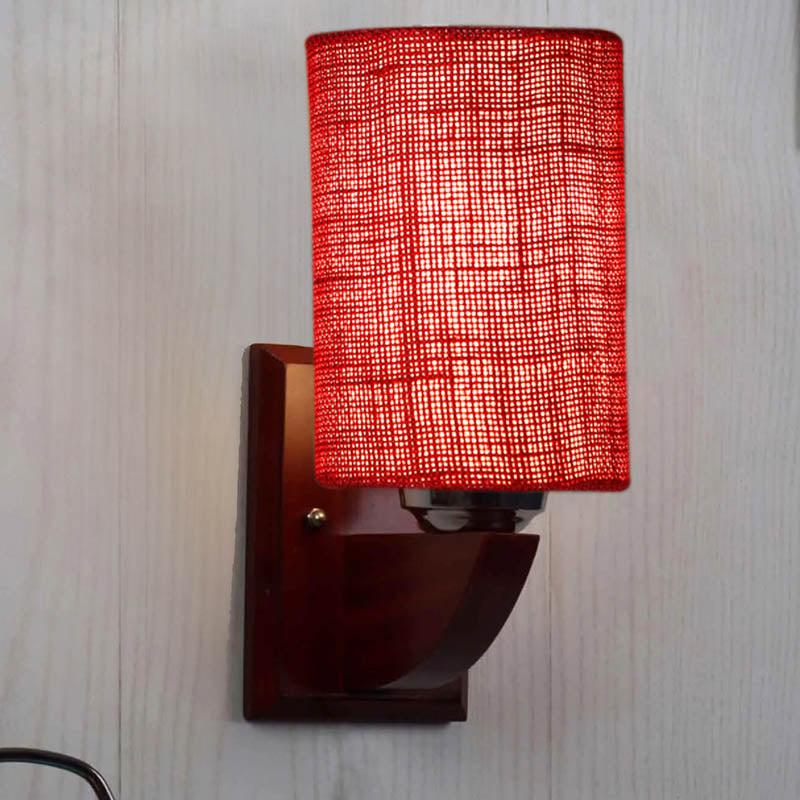 Aura Cylindrical Wooden Wall Lamp