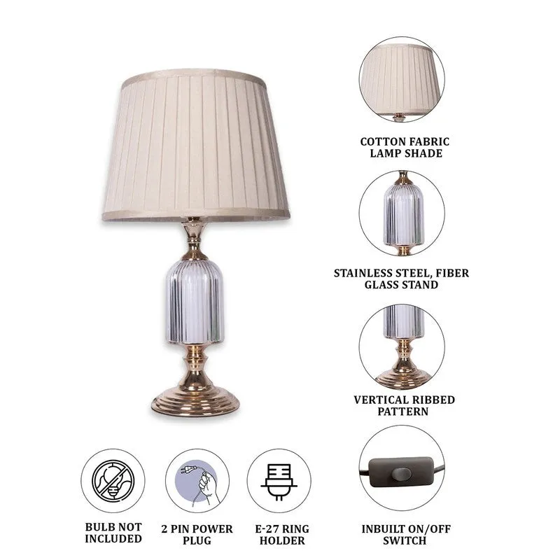 AarviDecor Elara Decorative Fabric Table Lamp - Ivory media 5
