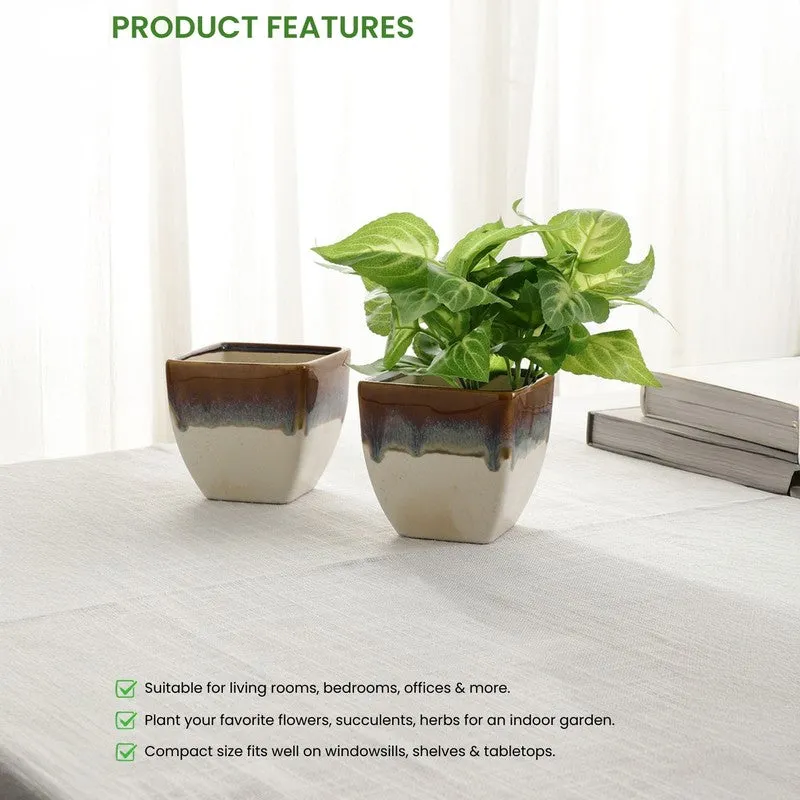 PureLuxe Pots & Planters (Brown,white) - Set Of Two media 6
