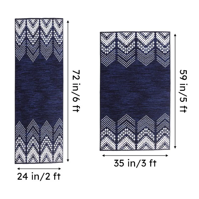 Deep Chevrons Anti-Skid Carpet - Navy Blue media 7