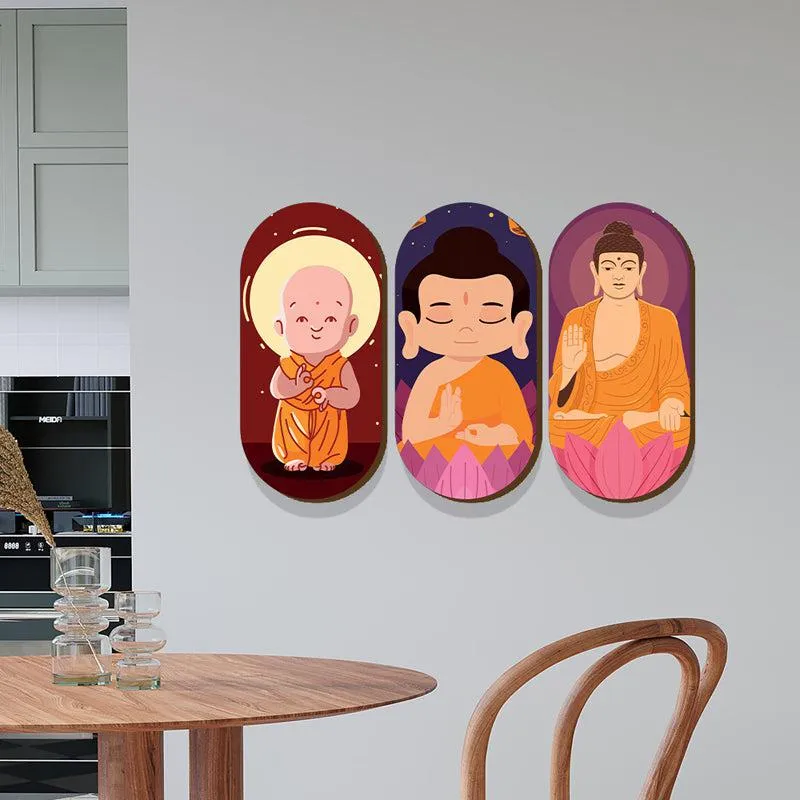 Little Zen Buddha Wood MDF Wall Hanging - Set Of Three media 1