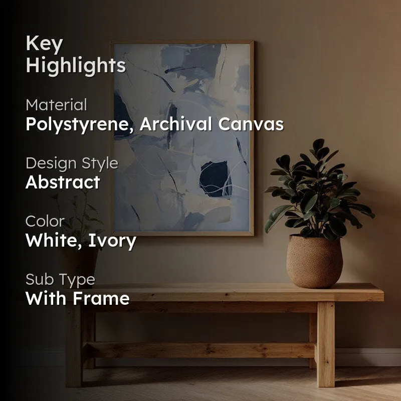 Cobalt Flux Framed Canvas Archival Canvas Wall Painting - Natural Brown Frame media 2