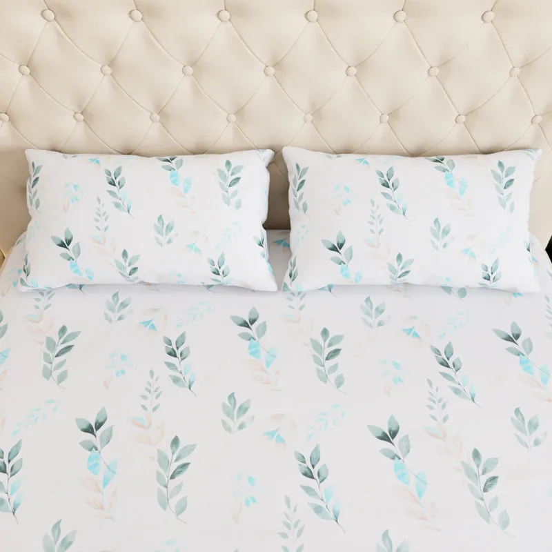 Willow Floral Cotton Bedsheet (Sea Green) - 180 TC media 5