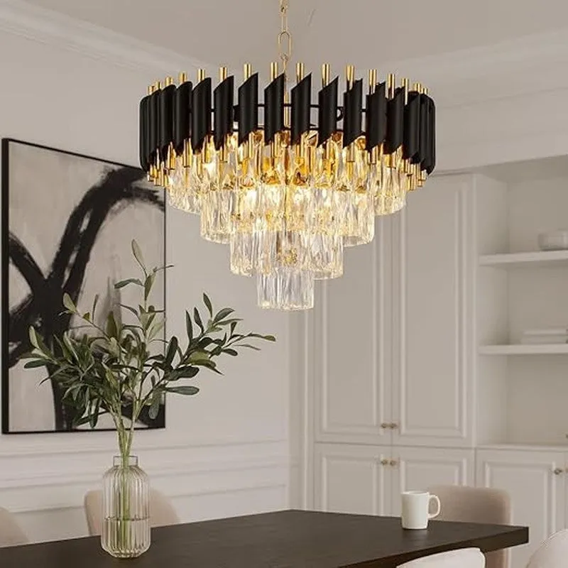 Opulent Glow Metal Chandelier - Gold & Black media 4