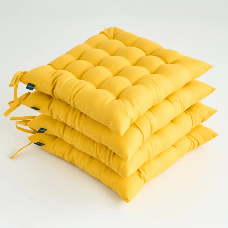 Savra Cotton Chair Pad (Yellow) - Set Of Four media 3