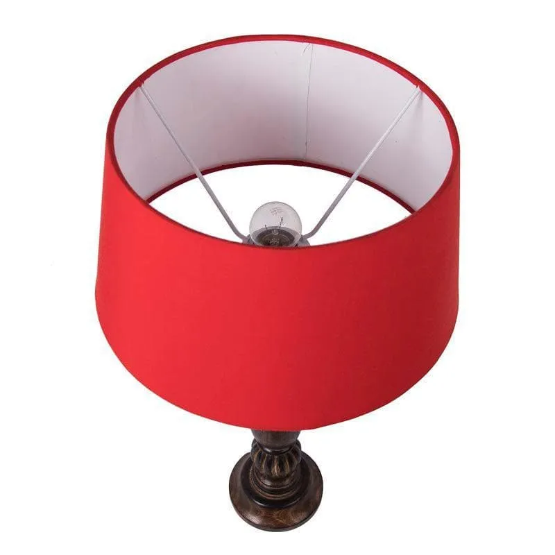 Vintage Victorian Fabric Table Lamp - Red,Brown media 3