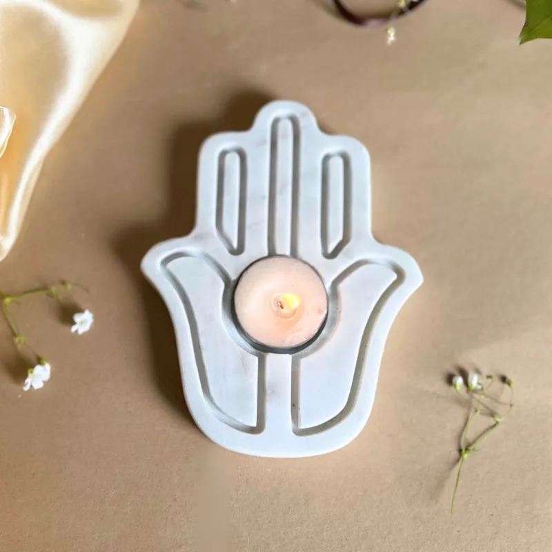 Manora Handcrafted Marble Tealight Candle Holder - 4