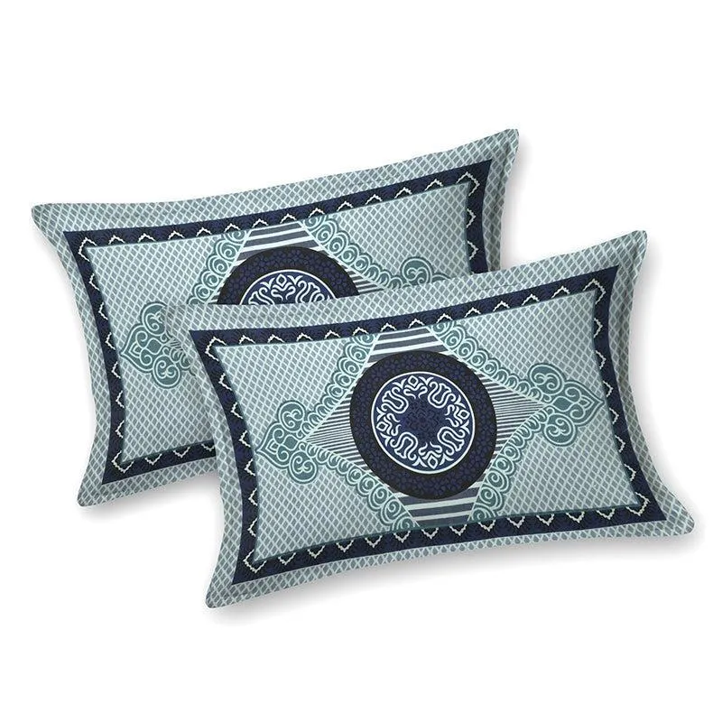 Vanya Velvet Ethnic Cotton Bedsheet (Blue) - 150 TC media 7