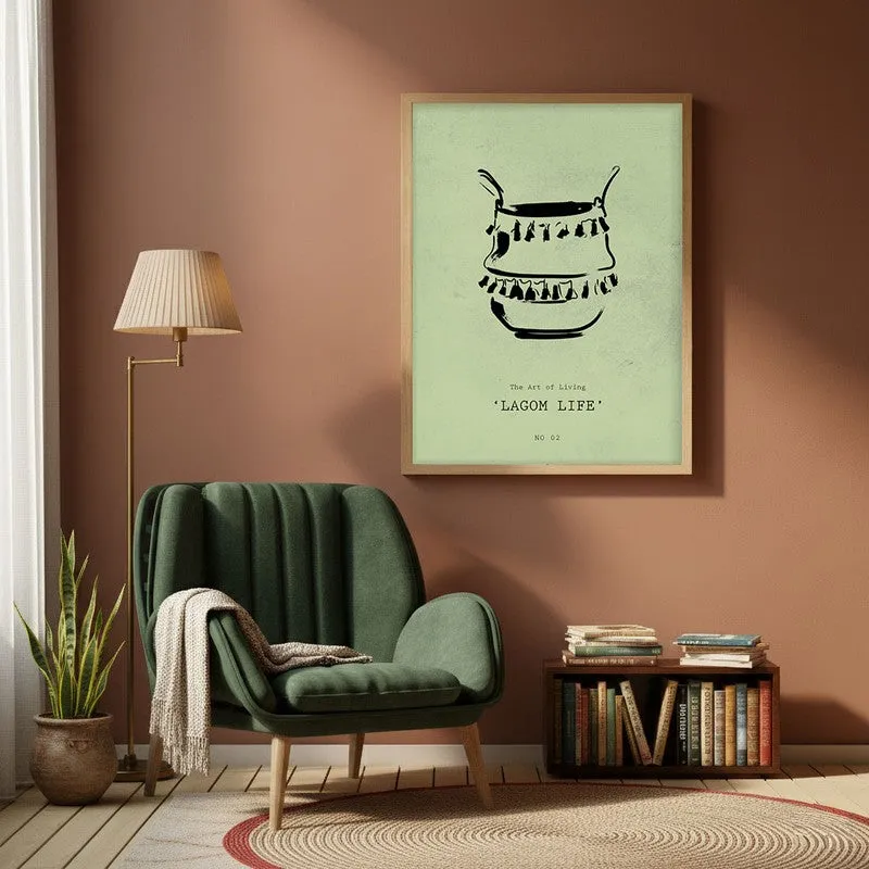 Vessel of Life Canvas Wall Painting With Brown Frame media 1