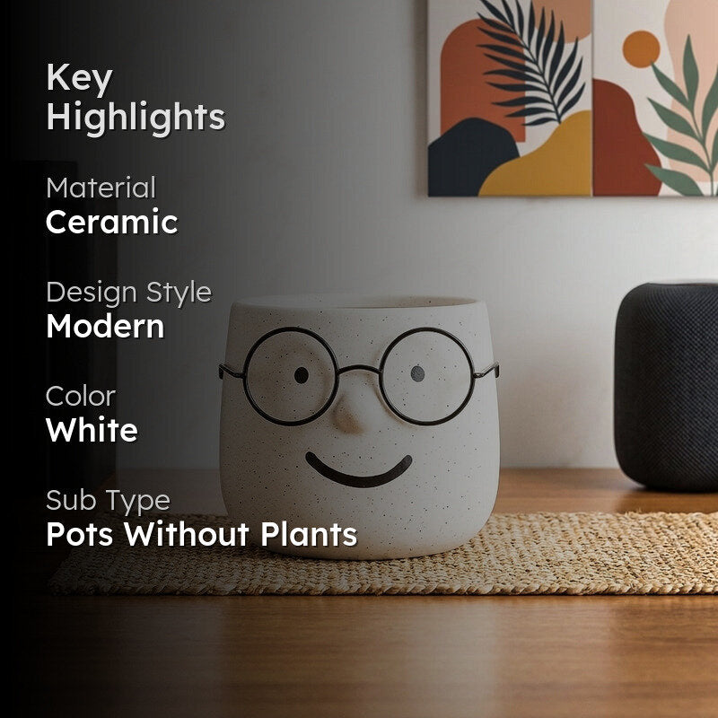Plantie Pals Ceramic Planter - White media 2