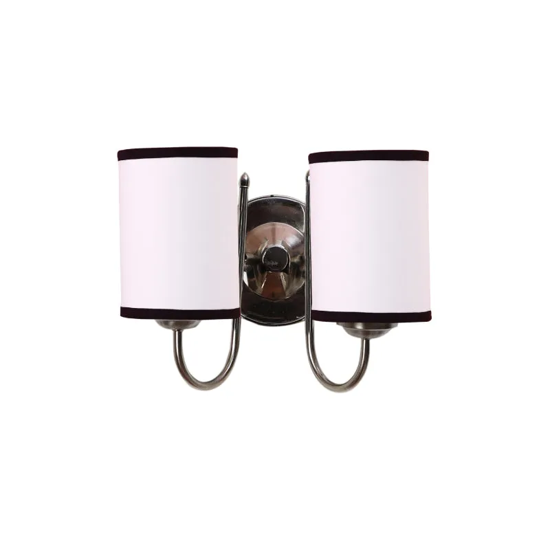 Veda Duo Cylindrical Fabric & Metal Wall Lamp - White & Black media 4