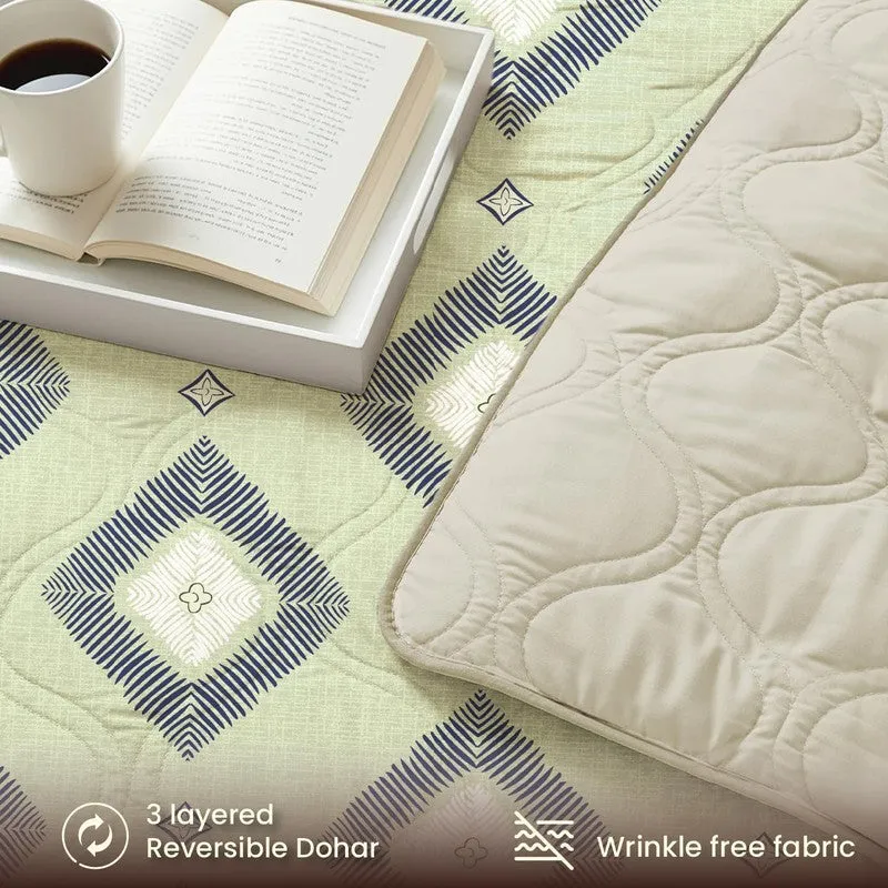 Urban Space Geometric Green Glace Cotton,Microfiber Bedding Set (200 TC) - Four Piece Set media 10