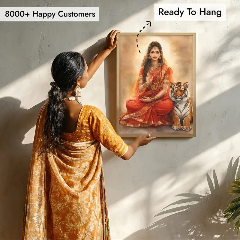 Nrithya Saraswati Spiritual Archival Paper Wall Painting - Natural Brown Frame media 7