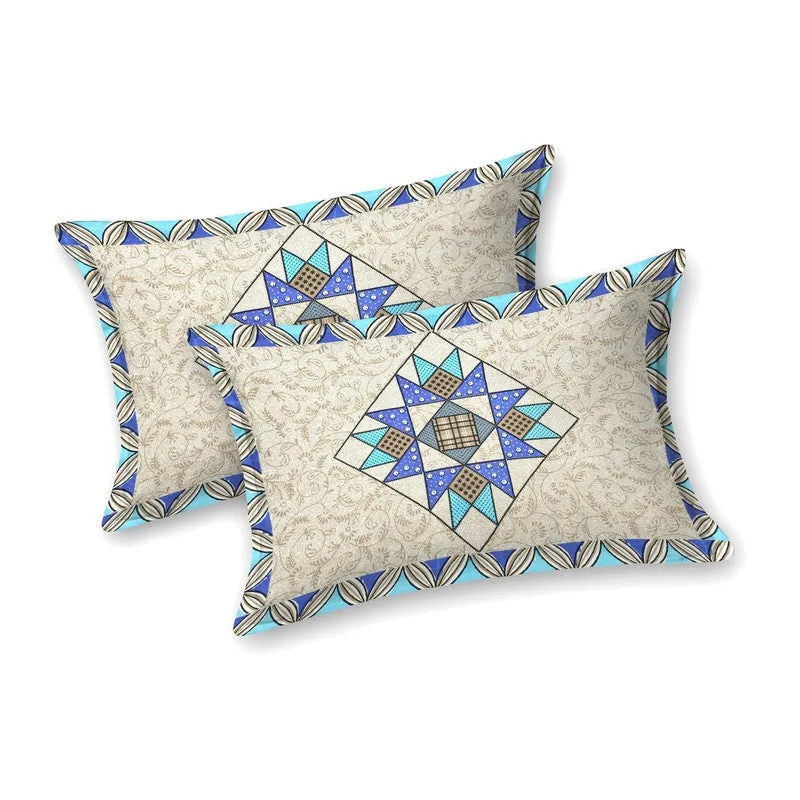 Nestar Cotton Bedsheet (Beige,Blue) - 240 TC media 4