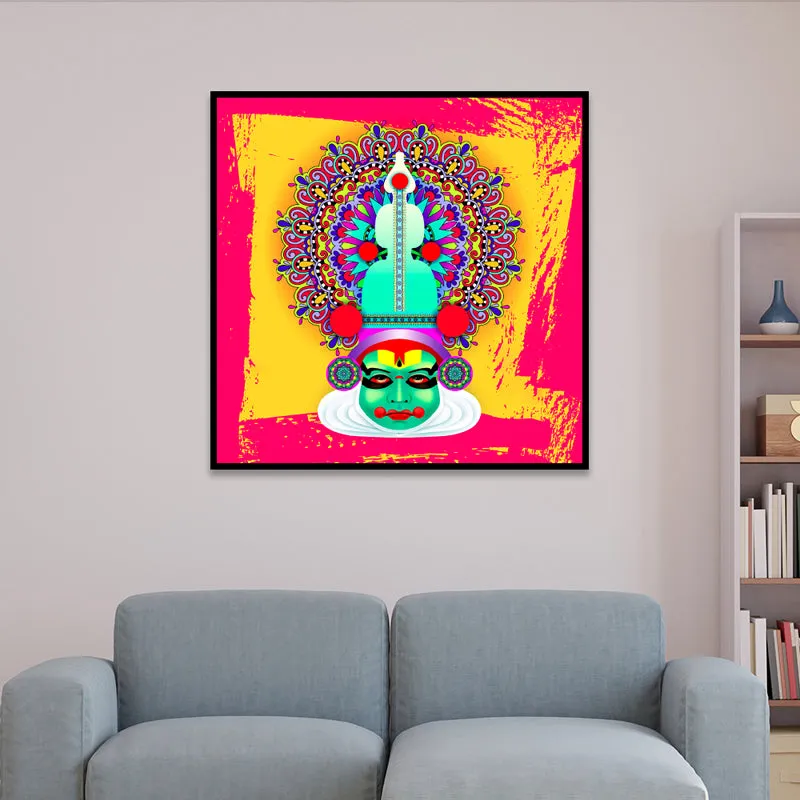Vibrant Kathakali Canvas Wall Art With Frame media 5