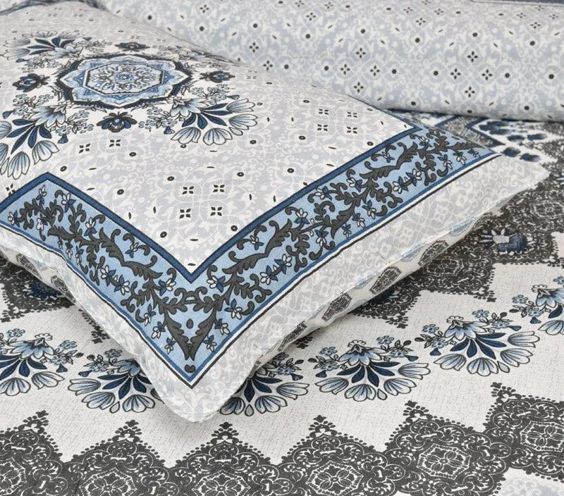 Sudrisha Ethnic Cotton Bedsheet (Blue) - 160 TC media 6