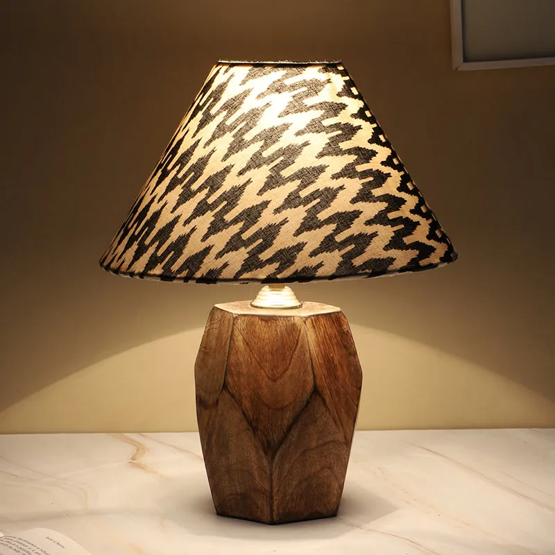Chevronic Printed Mango Wood Table Lamp - Black,White media 4