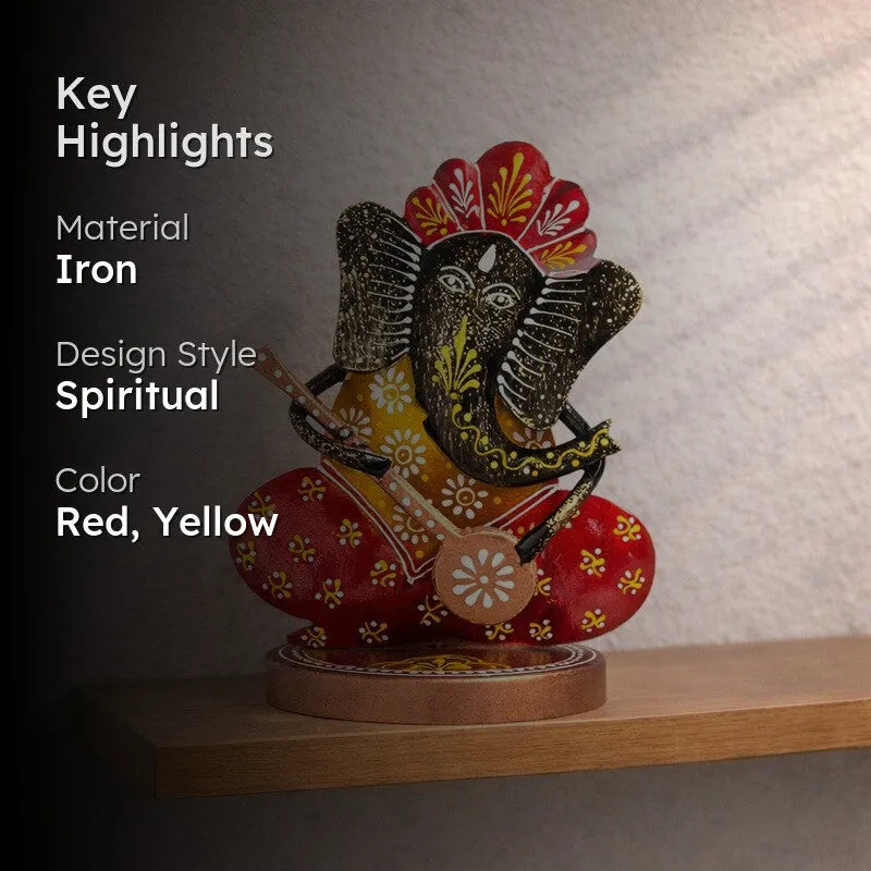Ganesh Playing Ektara Iron Handcrafted Idol media 2
