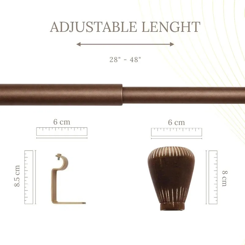 Pstria Edge Extendable 1" Single Curtain Rod With Oval Finial & Brackets media 4