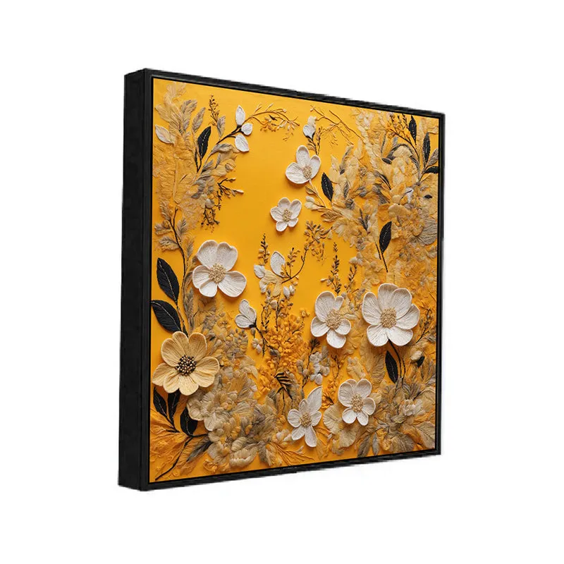 Blooms Of Desert Canvas Wall Painting With Frame - Black media 3