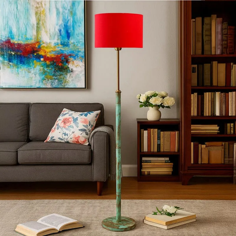 Amber Glow Wooden Floor Lamp - Red media 4