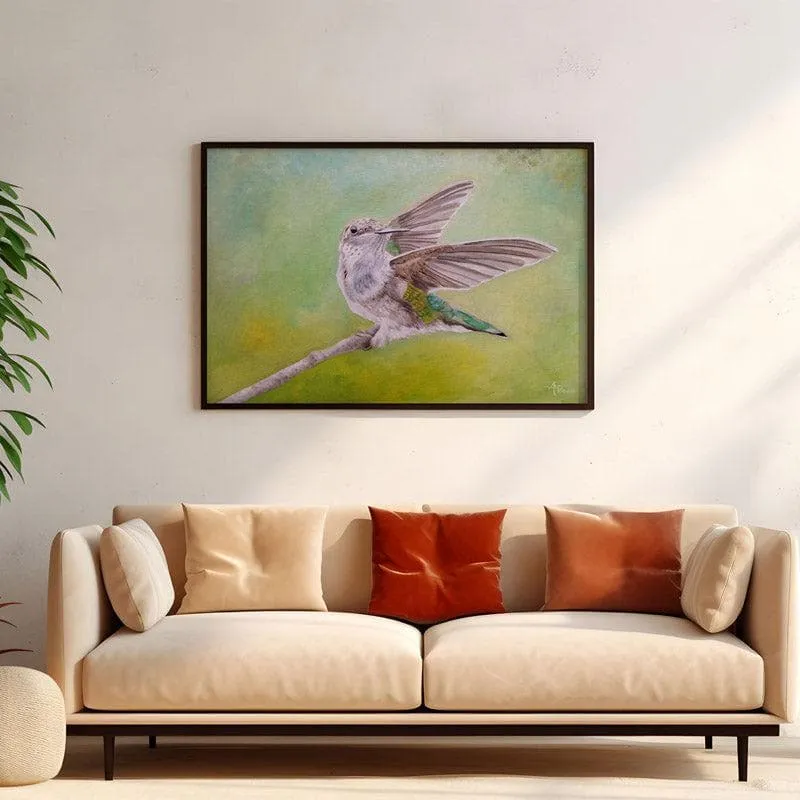 Hummingbird Dance Canvas Wall Painting - Black Frame media 4