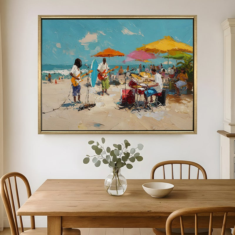 Beach Rhythm Canvas Wall Painting With Frame