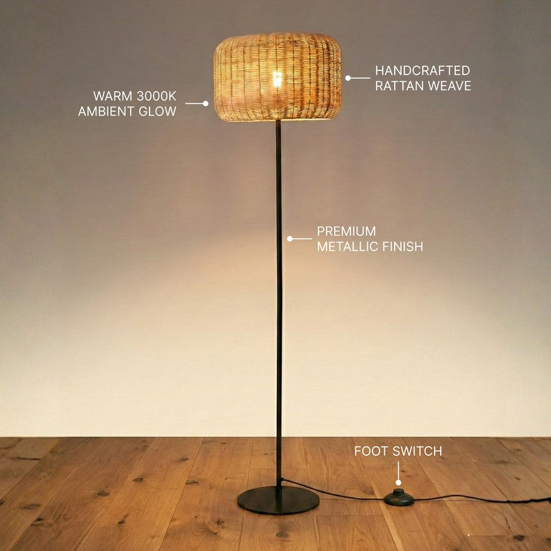 Fig Living Bird's Nest - Rattan Floor Lamp media 4