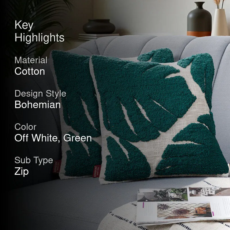 Monstera Tufted Cushion Cover Set - Set Of Two media 2