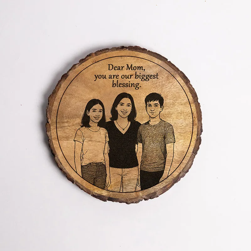 Mom: Our Biggest Blessing Wood Showpiece - Round media 5