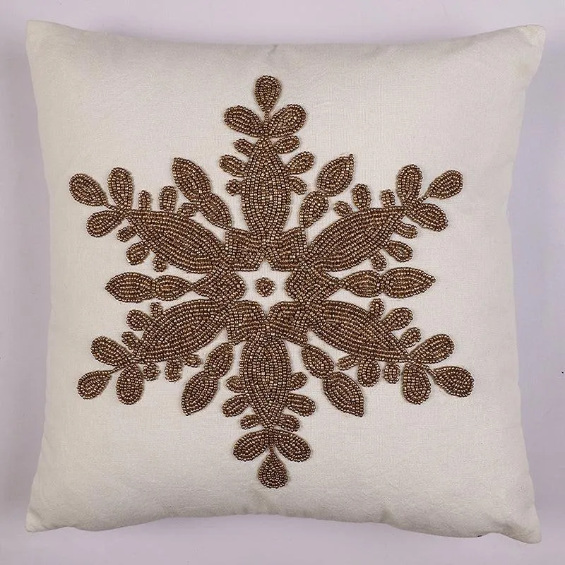 Snowflake Charm Cotton Cushion Cover - Maroon media 3
