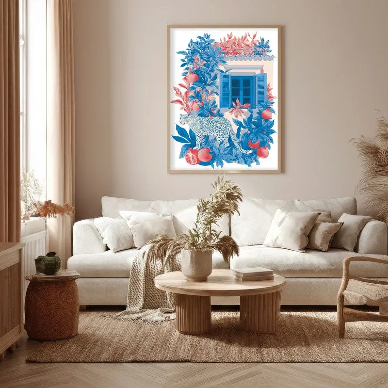 Mediterranean Blues Canvas Wall Painting - Brown Frame media 5