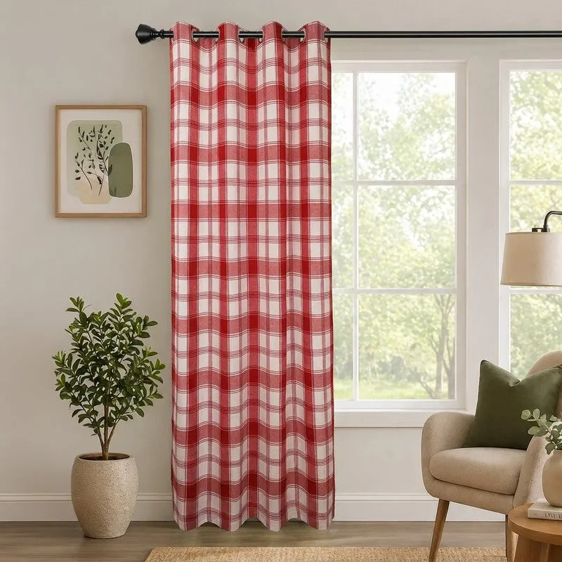 Gridline Drapes Curtain - Red media 1