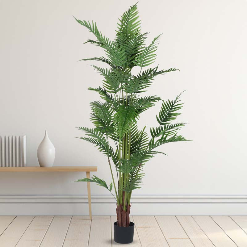 Faux Lush Areca Palm Plant With Black Plastic Pot - 6 Feet media 3