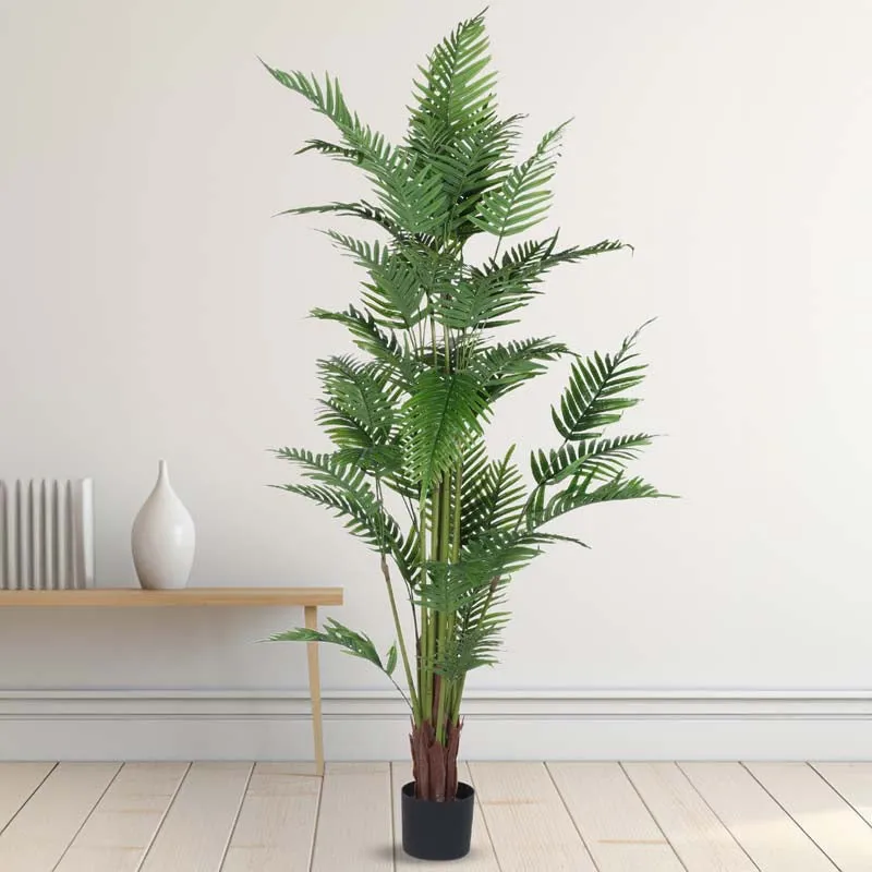 Faux Lush Areca Palm Plant With Black Plastic Pot - 6 Feet media 3