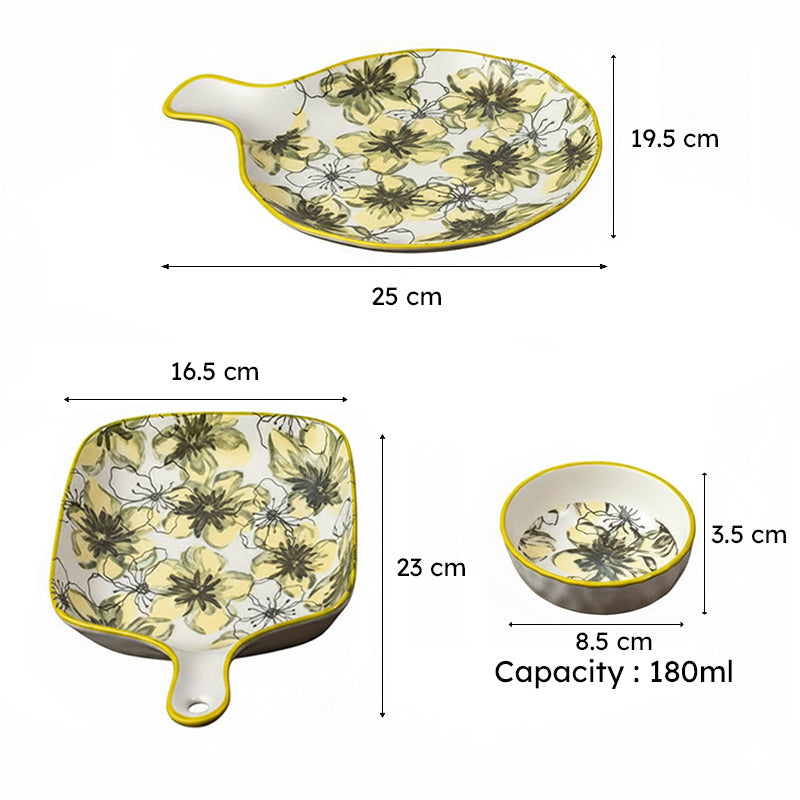 Golden Petal Porcelain Platter - Four Piece Set media 7