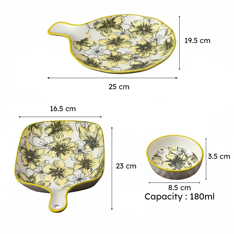 Golden Petal Porcelain Platter - Four Piece Set - 7