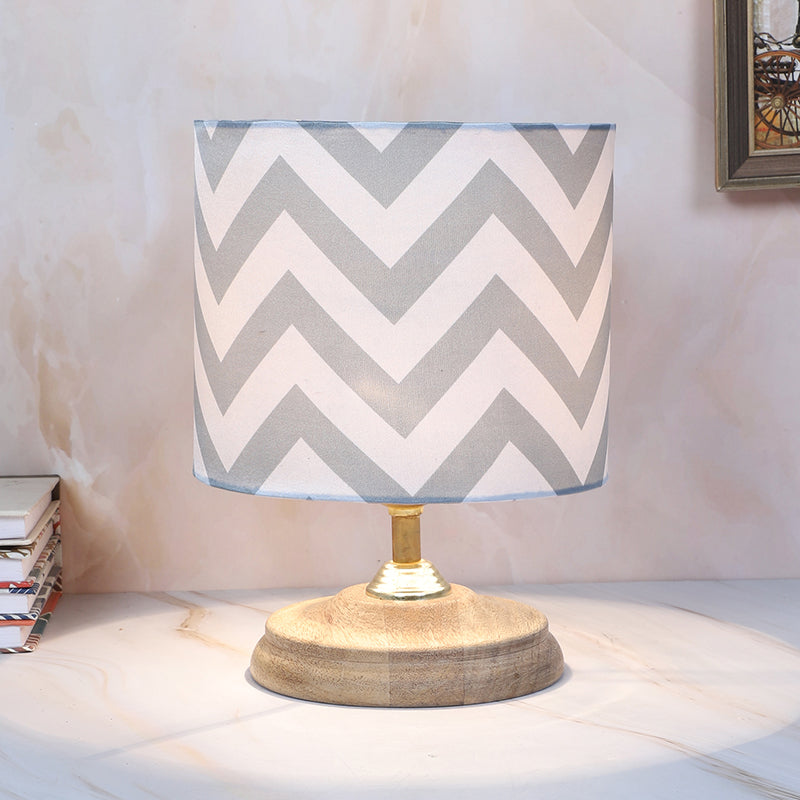 Chevron Light Pebble Printed Mango Wood Table Lamp