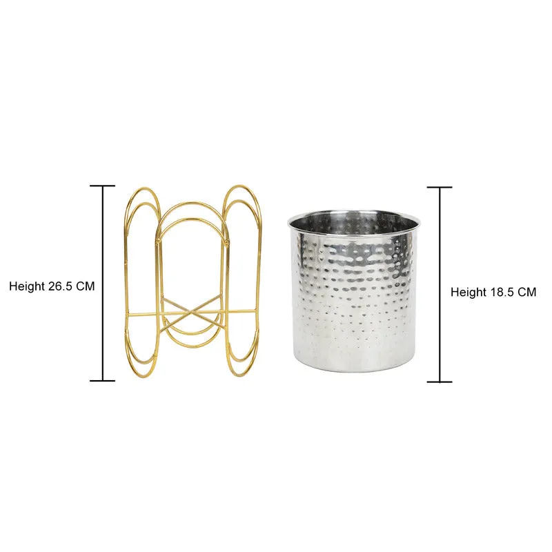 Vyra Stainless Steel Planter - Silver & Gold - 5