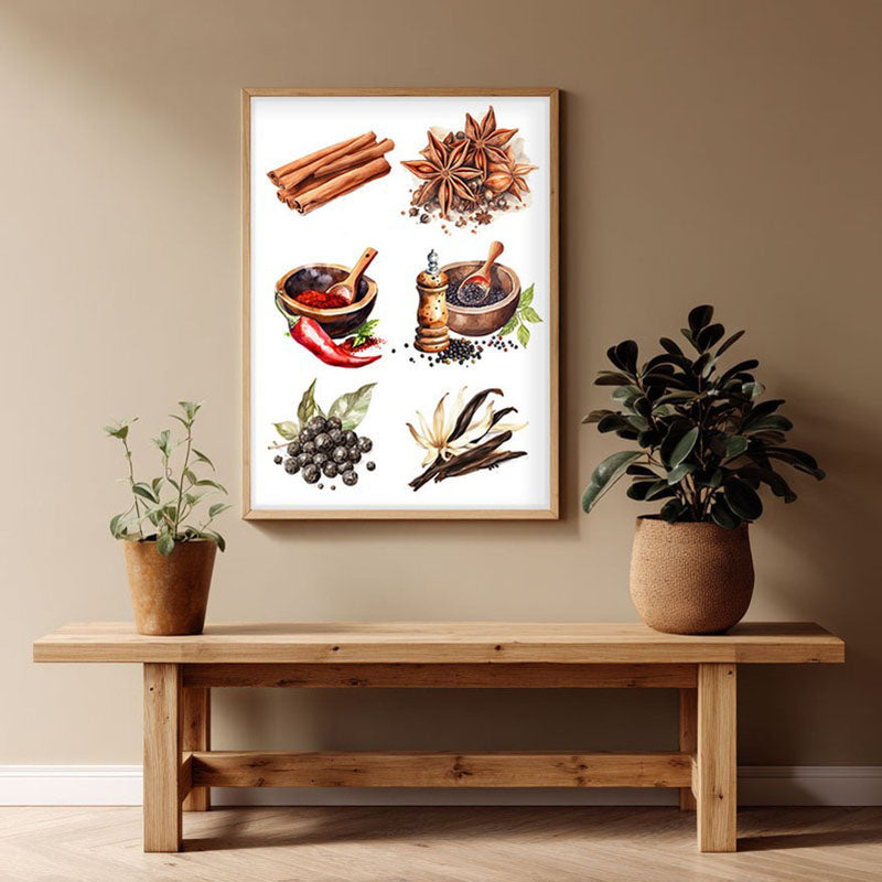 Whispers Of Spice Framed Canvas Archival Canvas Wall Painting - Natural Brown Frame