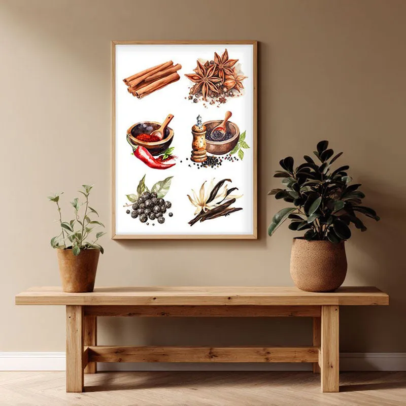 Whispers Of Spice Framed Canvas Archival Canvas Wall Painting - Natural Brown Frame media 1